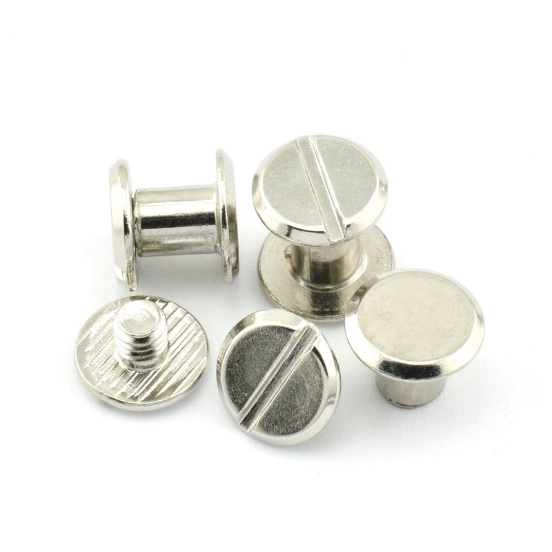 RuiLing 60 Sets Silvery Chicago Screws 1/4 Inches Screw Posts Metal Accessories Nail Rivet Chicago Button for DIY Leather Decoration Document Book Album Bookbinding Round Flat Head Stud Screw - Image 1